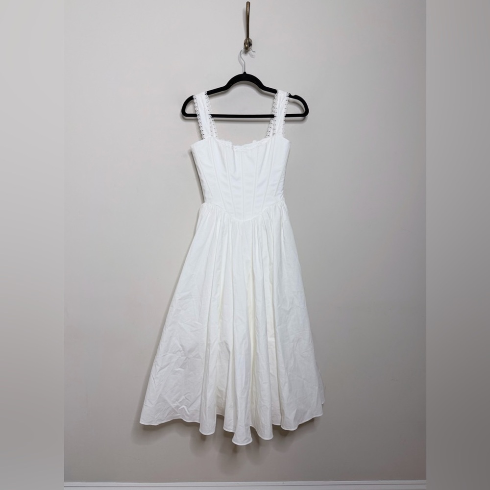House of CB Amara White Stretch Cotton Corset Midi Dress - Picture 8 of 11